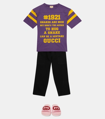 Shop Gucci Logo Cotton T-shirt In 紫色
