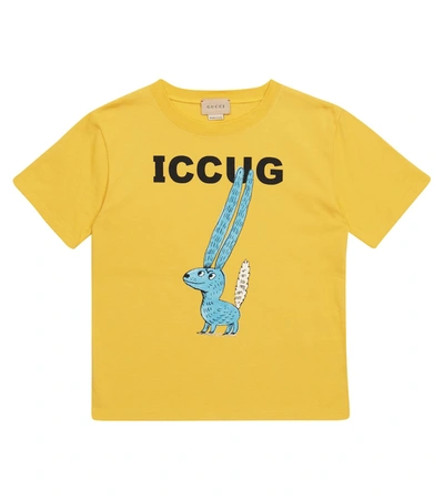 Shop Gucci X Freya Hartas Cotton T-shirt In 黄色