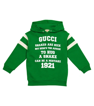 Shop Gucci Logo Cotton Hoodie In 绿色