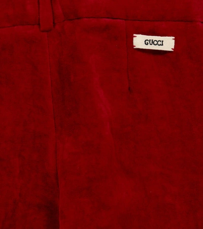 Shop Gucci Flared Velvet Pants In 红色