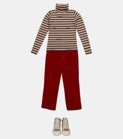 Shop Gucci Intarsia Striped Wool Sweater In 彩色
