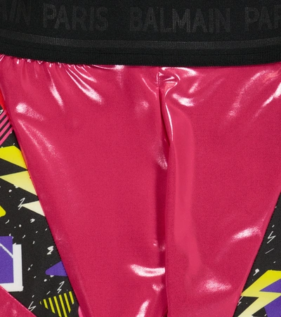 Balmain Printed Leggings In 粉红色