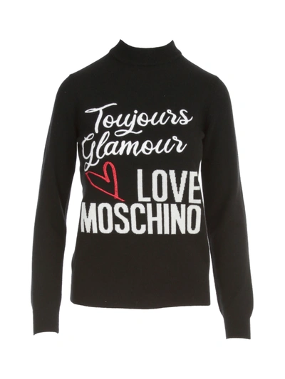 Shop Love Moschino High Neck L/s Sweater In Black