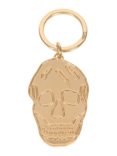 Shop Alexander Mcqueen Skull Key Ring In Oro