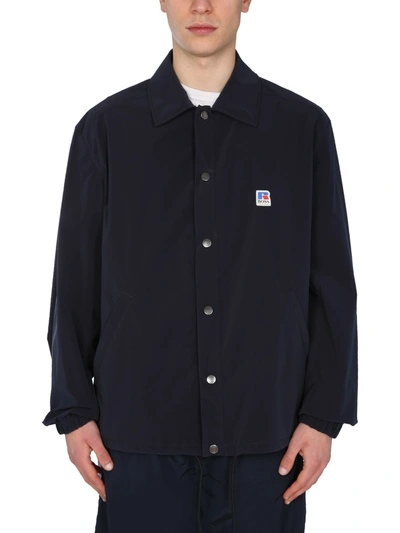 Shop Hugo Boss Relaxed Fit Jacket With Boss X Russell Athletic Logo In Blu