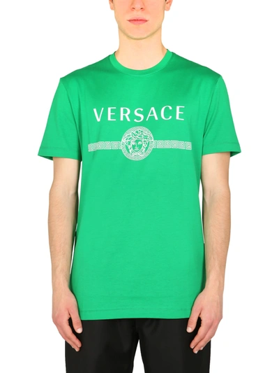 Shop Versace Crew Neck T-shirt In Verde