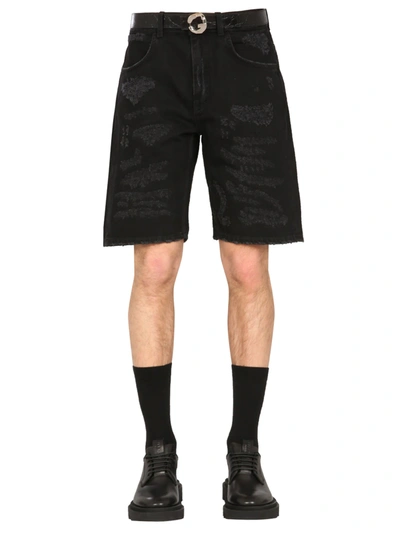 Givenchy Short In Denim Effetto Destroyed In Nero