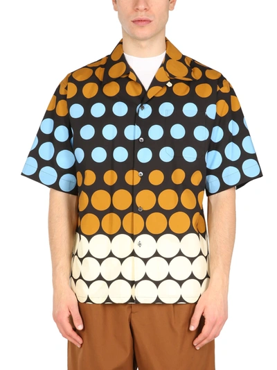 Shop Marni Polka Dot Bowling Shirt In Nero