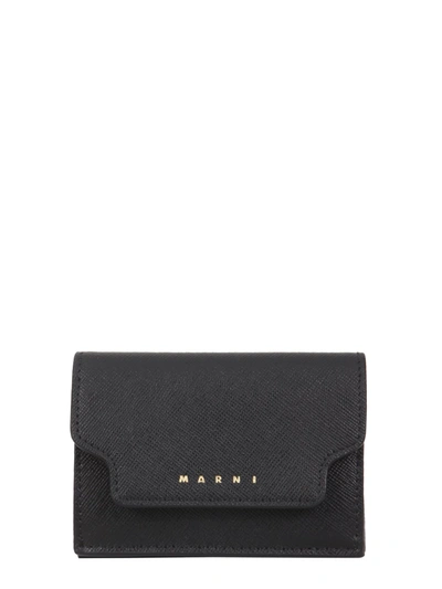 Shop Marni Tri-fold Wallet In Nero