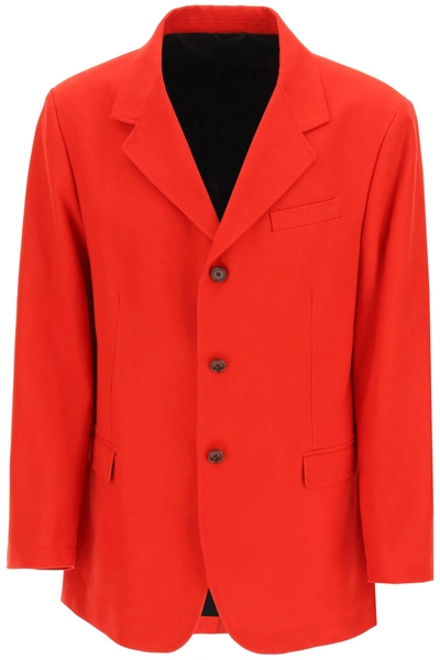 Shop Raf Simons Oversized Cotton Jacket In Red (red)