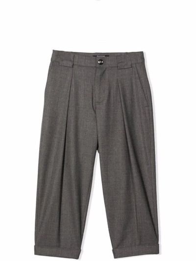 Shop Balmain Gray Trousers With Front Closure