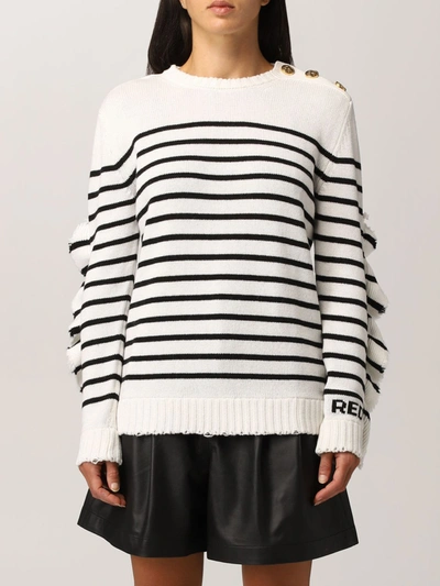 Shop Red Valentino Sweater  Striped Wool And Cashmere Sweater In Yellow Cream
