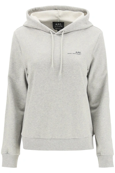 Shop Apc Item 001 Hoodie With Logo Print In Gris Clair Chine (grey)