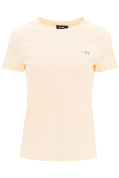 Shop Apc Item 001 Logo Print T-shirt In Rose Pale (pink)
