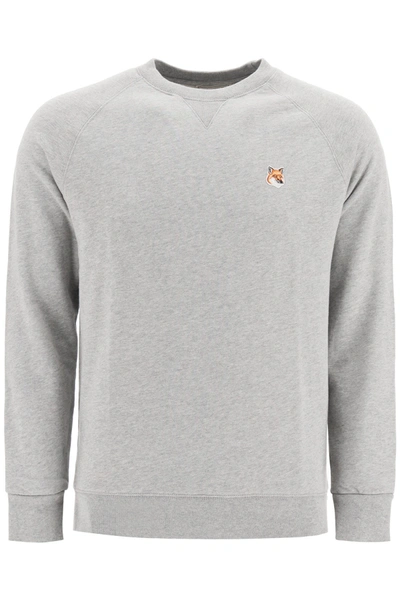 Shop Maison Kitsuné Sweatshirt Fox Head Patch In Grey Melange (grey)