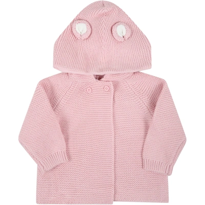 Shop Stella Mccartney Pink Cardigan For Baby Girl With Ears
