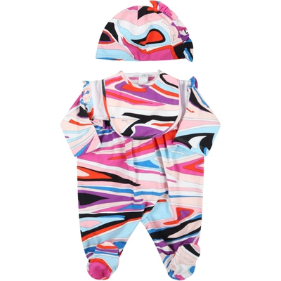 Emilio Pucci Multicolor Set For Baby Girl In Fuchsia | ModeSens