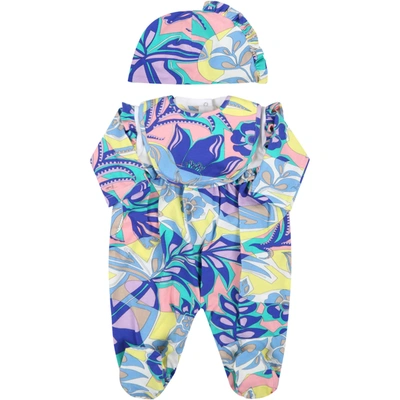 Shop Emilio Pucci Multicolor Set For Baby Girl With Flowers