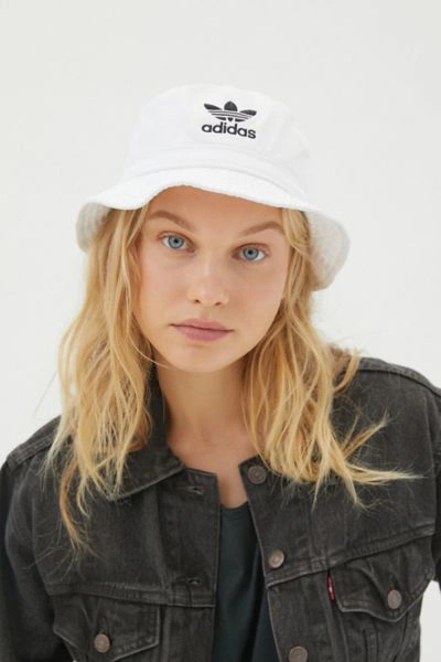 Shop Adidas Originals Originals Soft Denim Bucket Hat In White