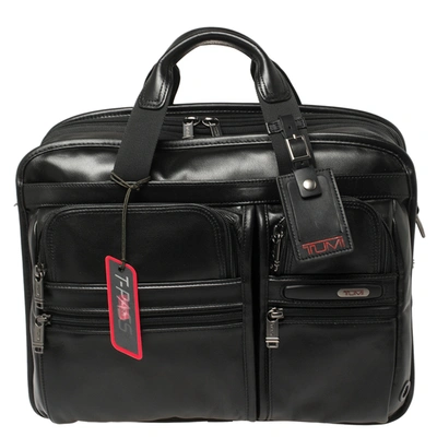 Pre-owned Tumi Black Leather Gen 4.2 T-pass Expandable Laptop Briefcase