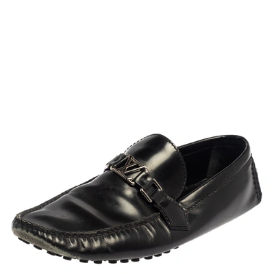 Pre-owned Louis Vuitton Black Leather Hockenheim Slip On Loafers Size 43.5