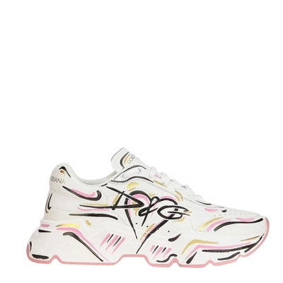 Pre-owned Dolce & Gabbana Multicolor Hand Painted Daymaster Trainers Size Eu 39