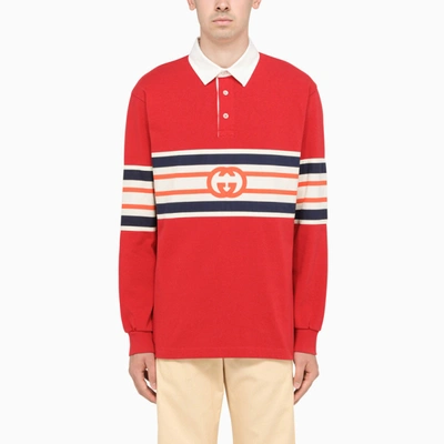 Shop Gucci Red Polo Sweatshirt With G Interlocking