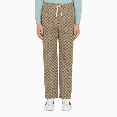 Shop Gucci Beige And Blue Jogging Trousers