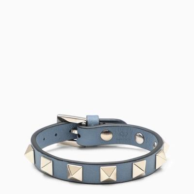 Shop Valentino Blue Rockstud Bracelet In Light Blue