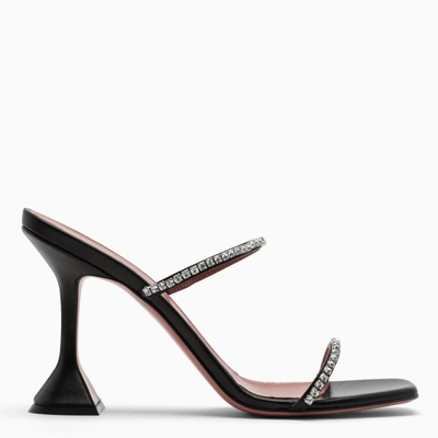 Shop Amina Muaddi Black Gilda Slipper Sandals