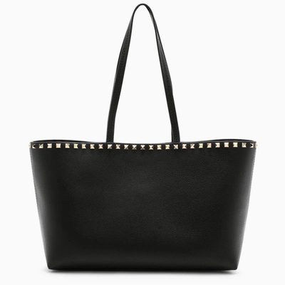 Shop Valentino Black Tote Bag With Studs