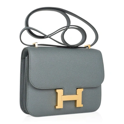 NEW HERMES VERT AMANDE GRAY GREEN CONSTANCE 18 19 MINI EPSOM BAG HANDBAG  PURSE