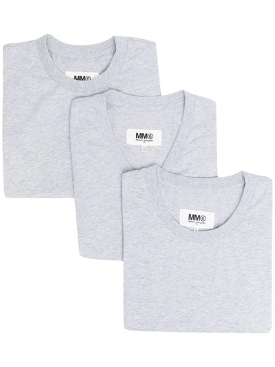 Shop Mm6 Maison Margiela Three-pack Cotton T-shirt In Grey