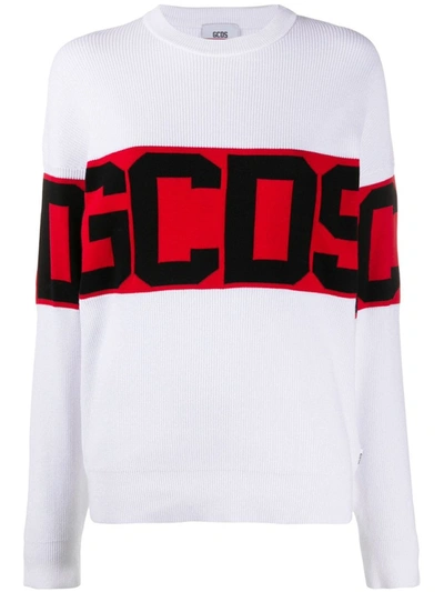 Shop Gcds Logo Intarsia Jumper In White