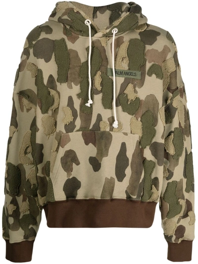 Shop Palm Angels Camouflage-pattern Hoodie In Green