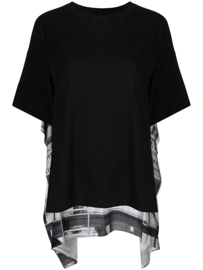 Shop Mm6 Maison Margiela Printed Layered T-shirt In Black