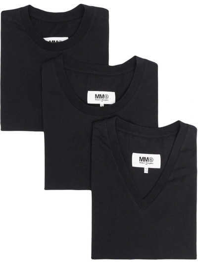 Shop Mm6 Maison Margiela Three-pack Cotton T-shirt In Black