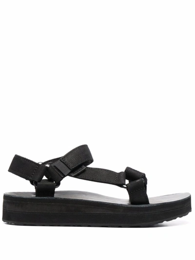 Shop Teva Midform Leather Sandals In Black