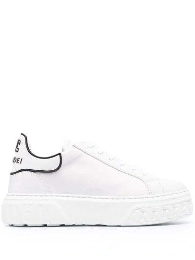 Shop Casadei Off-road Leather Sneakers In White