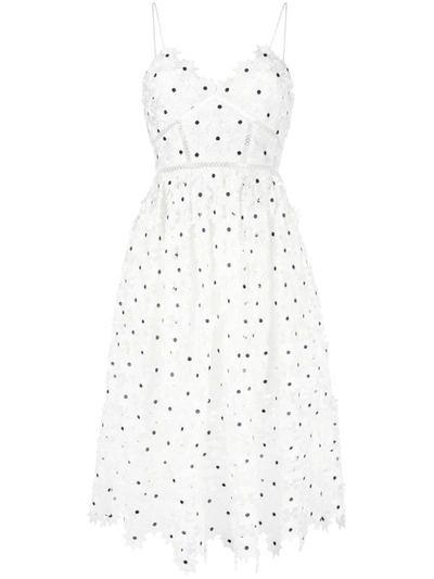 Shop Self-portrait Polka-dot Daisy Dress In White