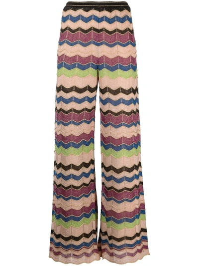 Shop M Missoni High-rise Scallop-print Wide-leg Trousers In Multicolor
