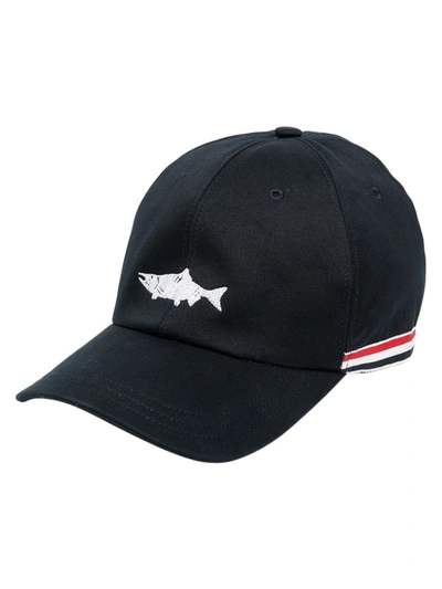 Shop Thom Browne Classic Fish Icon Baseball Cap, Navy In Blue