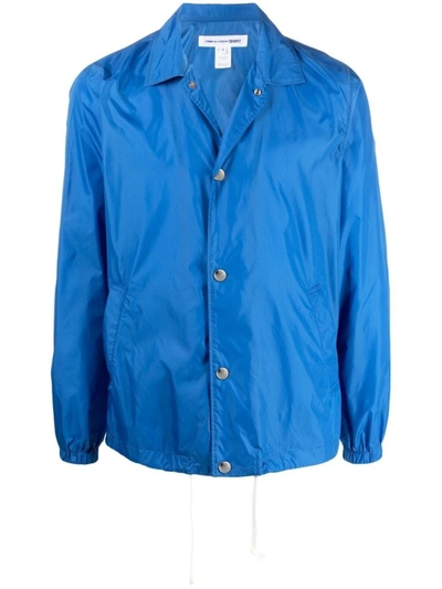 Shop Comme Des Garçons Face-print Shirt Jacket In Blue