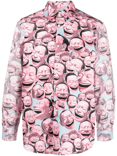 Shop Comme Des Garçons Laughter Print Shirt In Pink