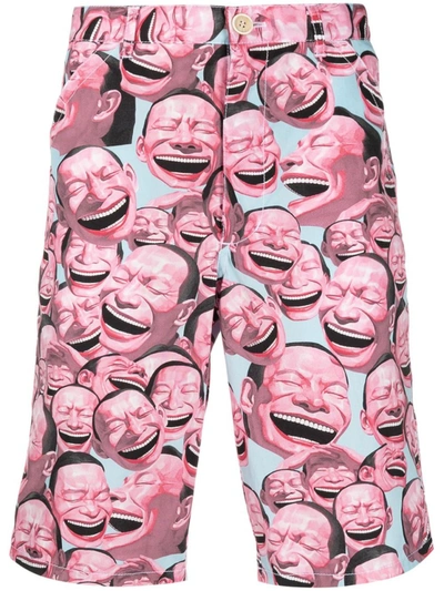 Shop Comme Des Garçons Laughter Print Shorts In Pink
