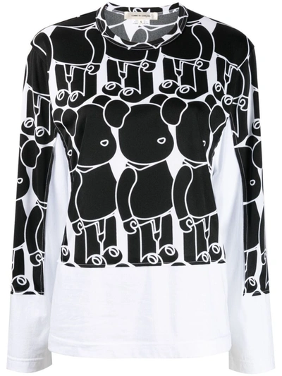 Shop Comme Des Garçons X Medicom Toy Print Long-sleeved Top In White