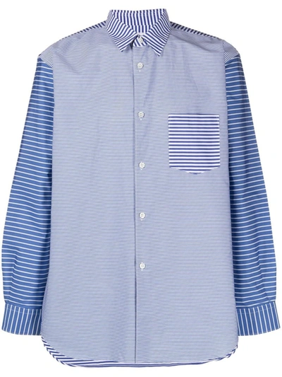 Shop Comme Des Garçons Multi-stripe Printed Shirt In Blue