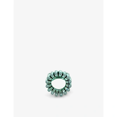 Shop La Maison Couture Flora Bhattachary Lakshmi Glow Ceramic-coated Recycled Silver And 0.45ct Aquamarine Ring In Blue