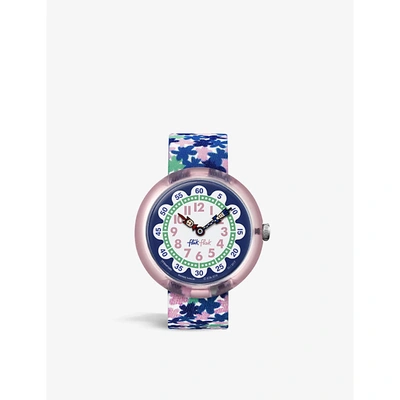 Shop Flik Flak Girls White Kids London Flower Flikflak Watch