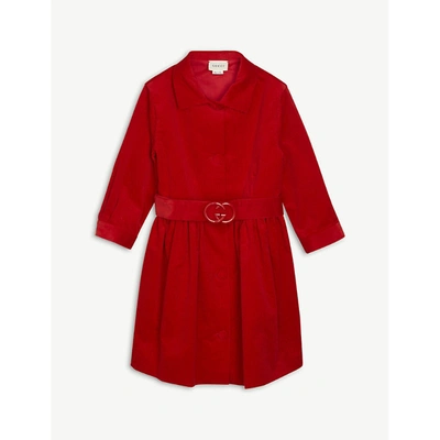 Shop Gucci Belted Corduroy Dress 4-12 Years In Red